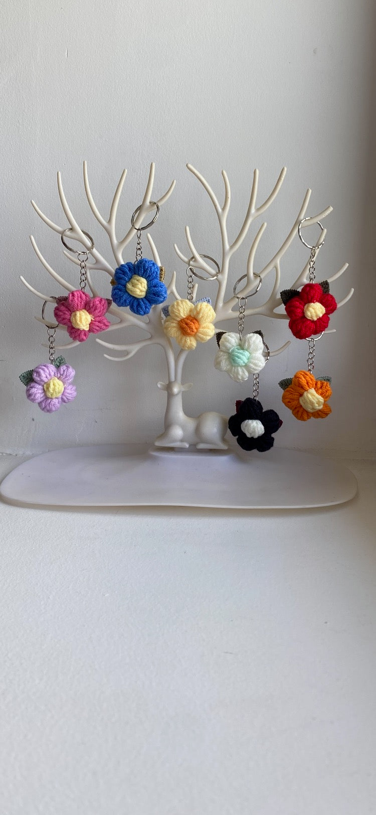 Porte clefs fleurs au crochet